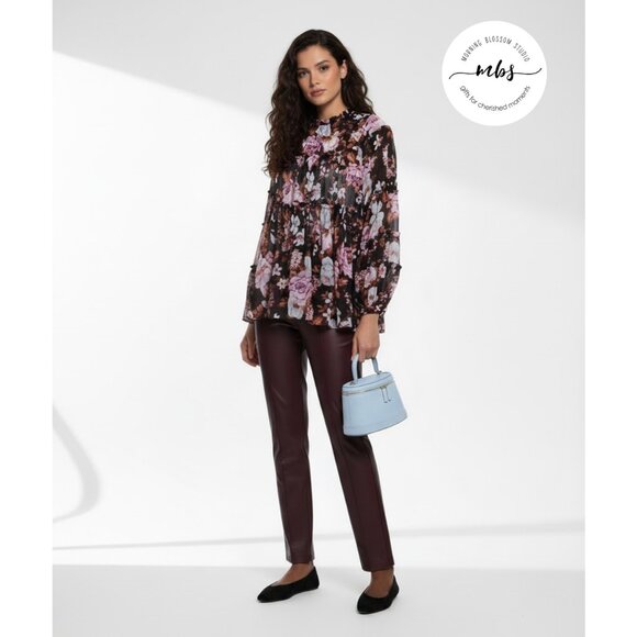 NWT O.P.T. by Anthropologie Floral Ruffle Tiered Blouse Cami Multicolors Women S - Picture 1 of 10